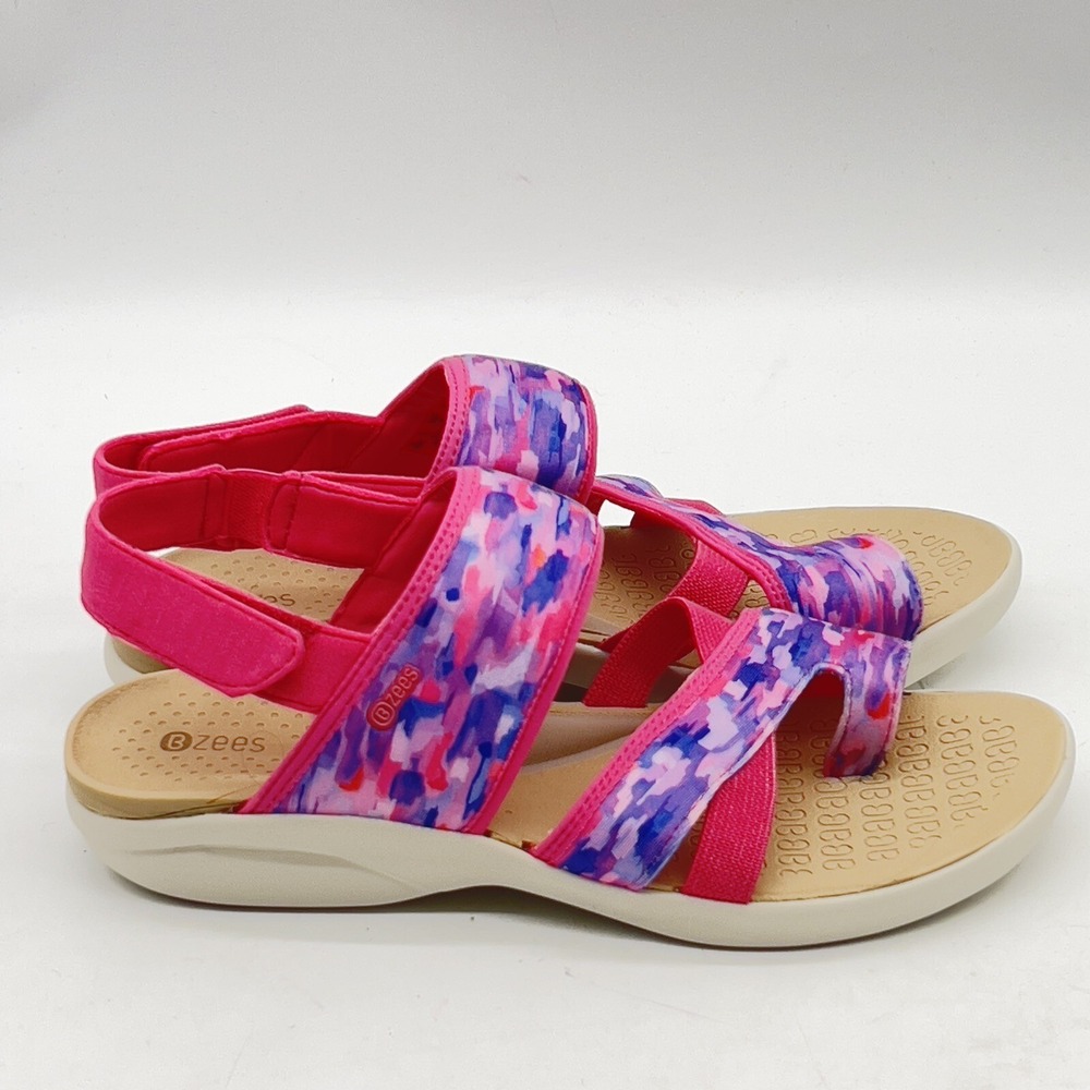 BZees Womens 12 M Carnival Spring Sandals Pink Strap Comfort Soft Shoes New